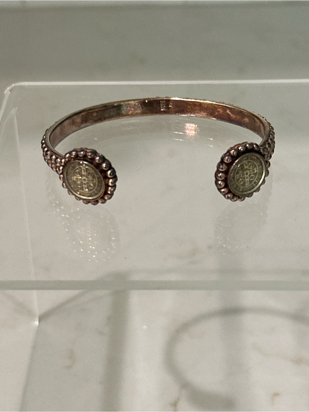 Virgins Saints & Angels rose gold San Benito small open cuff bracelet